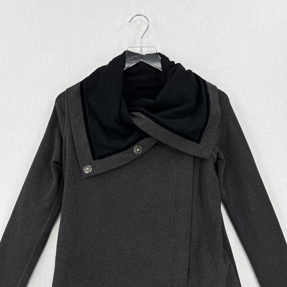 LULULEMON Savasana Wrap Cardigan Women 4 Gray Heather Charcoal Black Long Sleeve - Picture 3 of 16